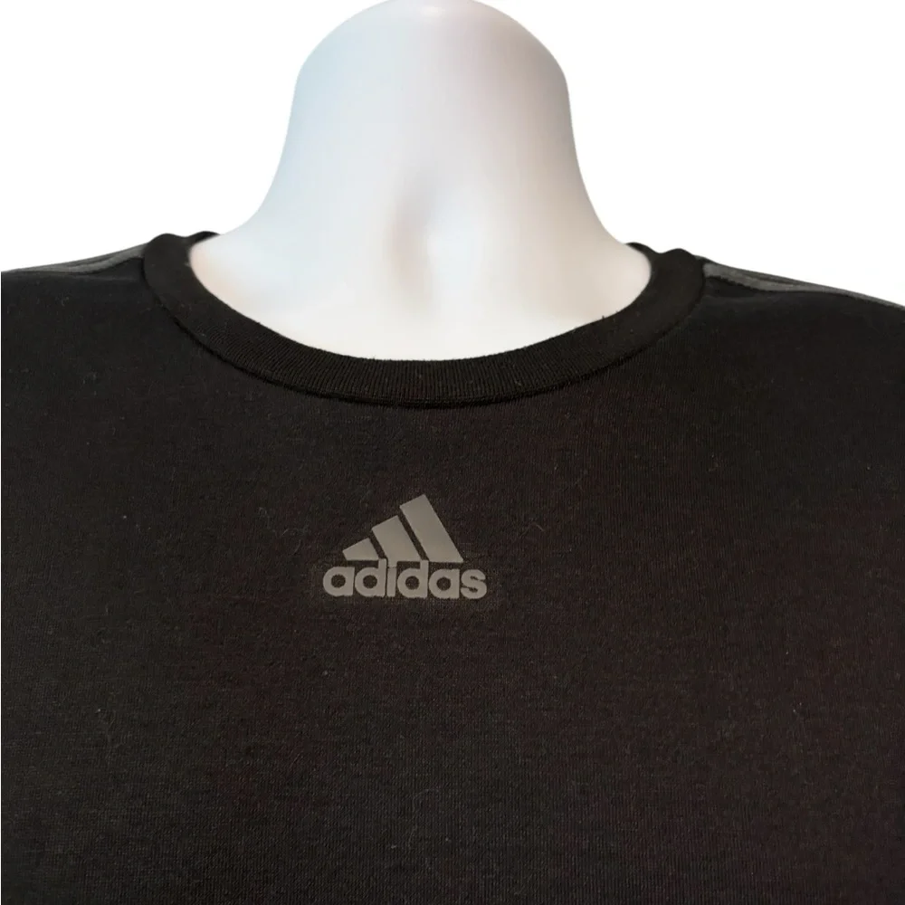 Adidas Men’s Crewneck Sweatshirt Black With Gray Stripes Large
